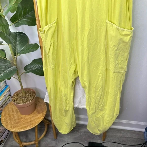 Free People Movement Hot Shot Jumpsuit In Neon Yellow Sz L